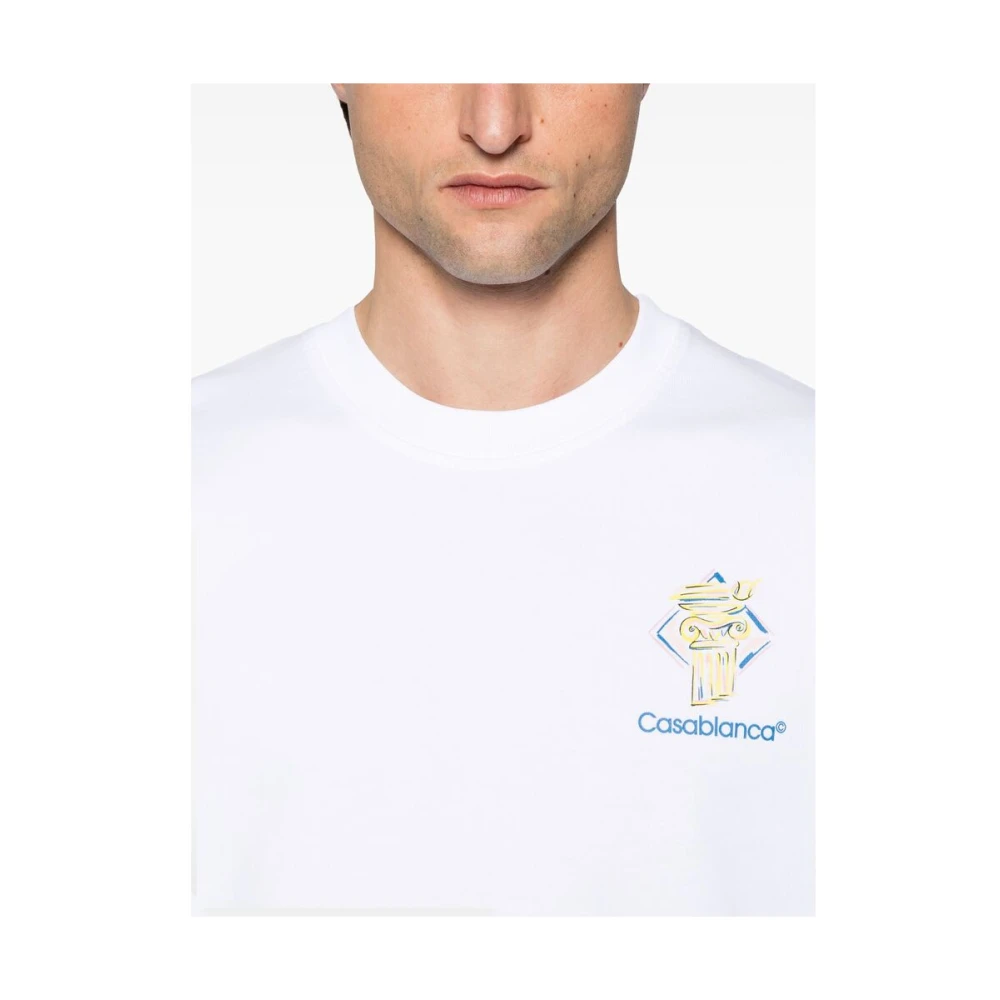 Casablanca Wit Logo Print Crew Neck T-shirt White Heren