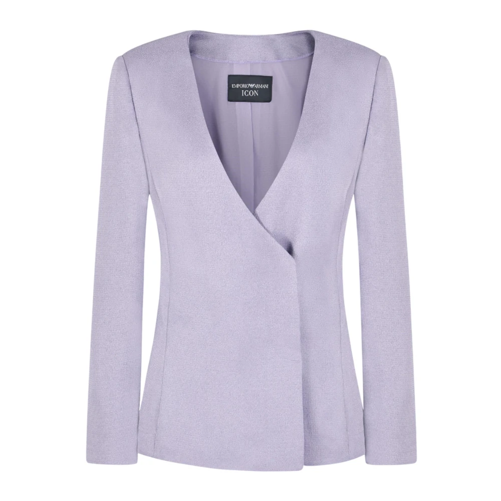 Emporio Armani Paarse Jassen V-Hals Lange Mouw Purple Dames