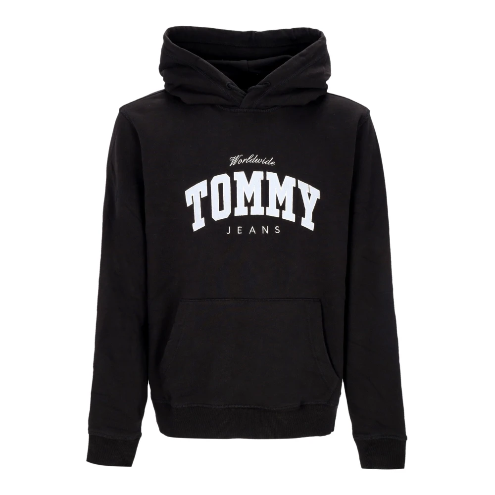 Tommy Hilfiger Zwarte lichtgewicht hoodie Varsity stijl Black Heren