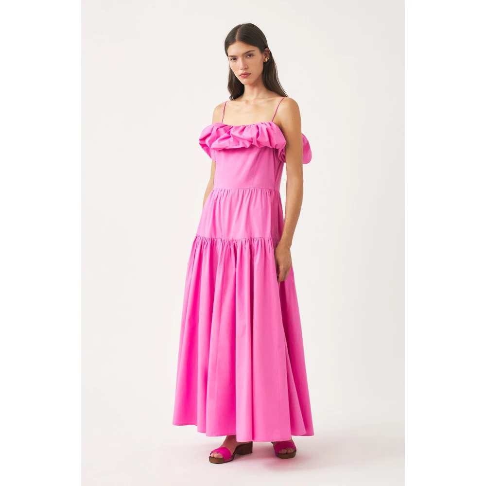 Antik batik Off-shoulder maxi jurk Pop Pink Dames