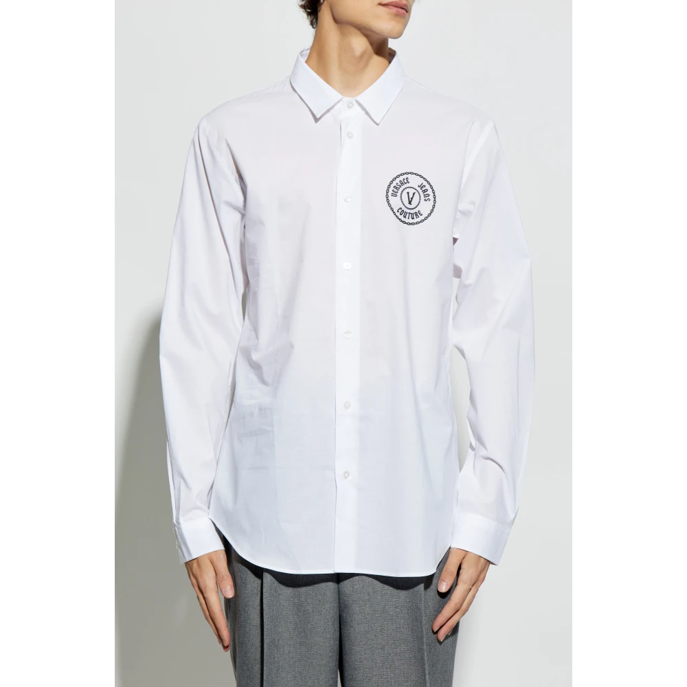 Versace Jeans Couture Overhemd met geborduurd logo White Heren
