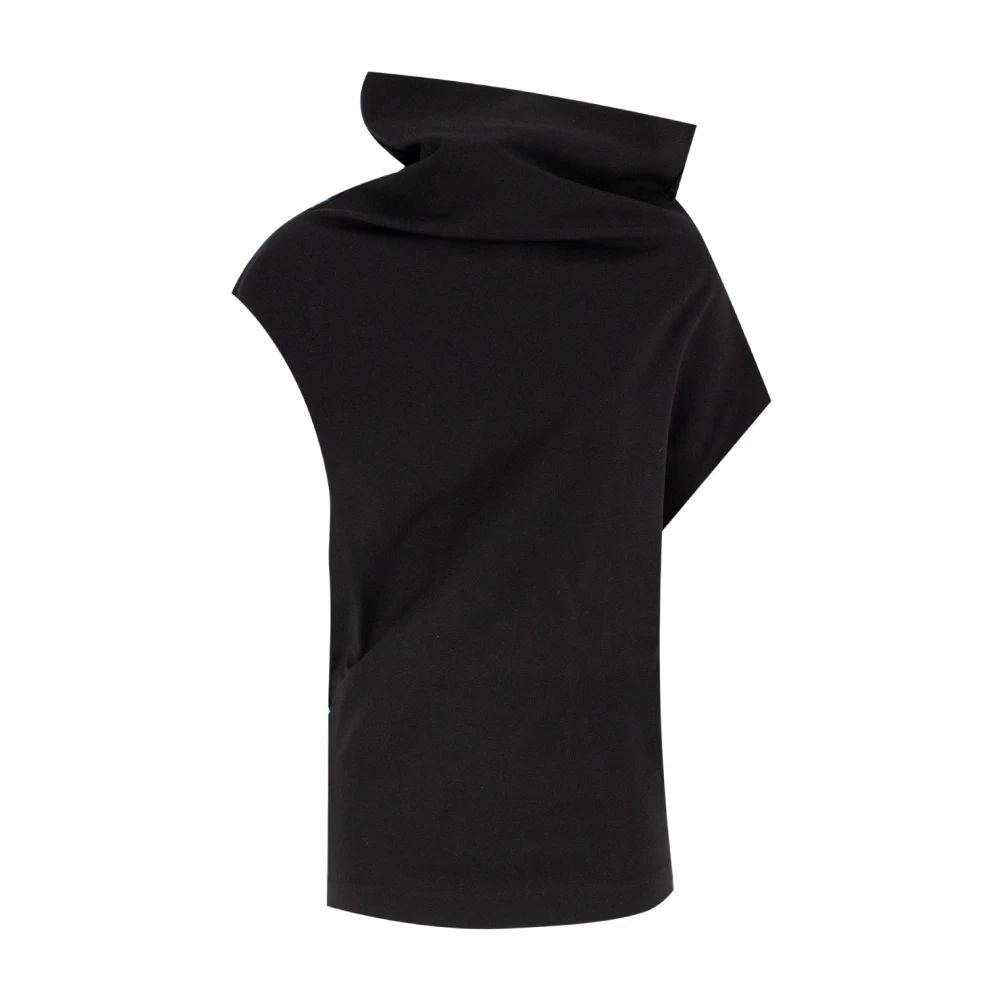 Fabiana Filippi Asymmetrische T-shirt van compacte stof Black Dames