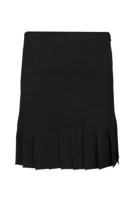 Pleated Wool Miniskirt