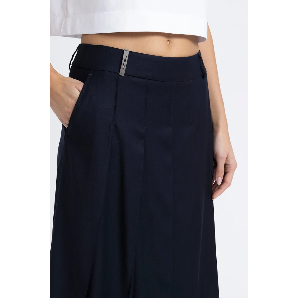 PESERICO Midi rok in viscose wol en organdy keperstof Blue Dames