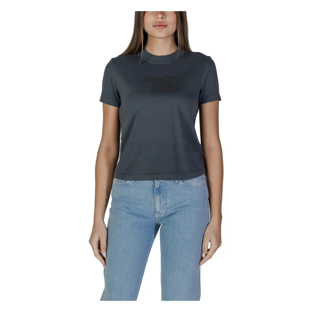 Calvin Klein Jeans Zwart Katoenen Ronde Hals T-Shirt Black Dames