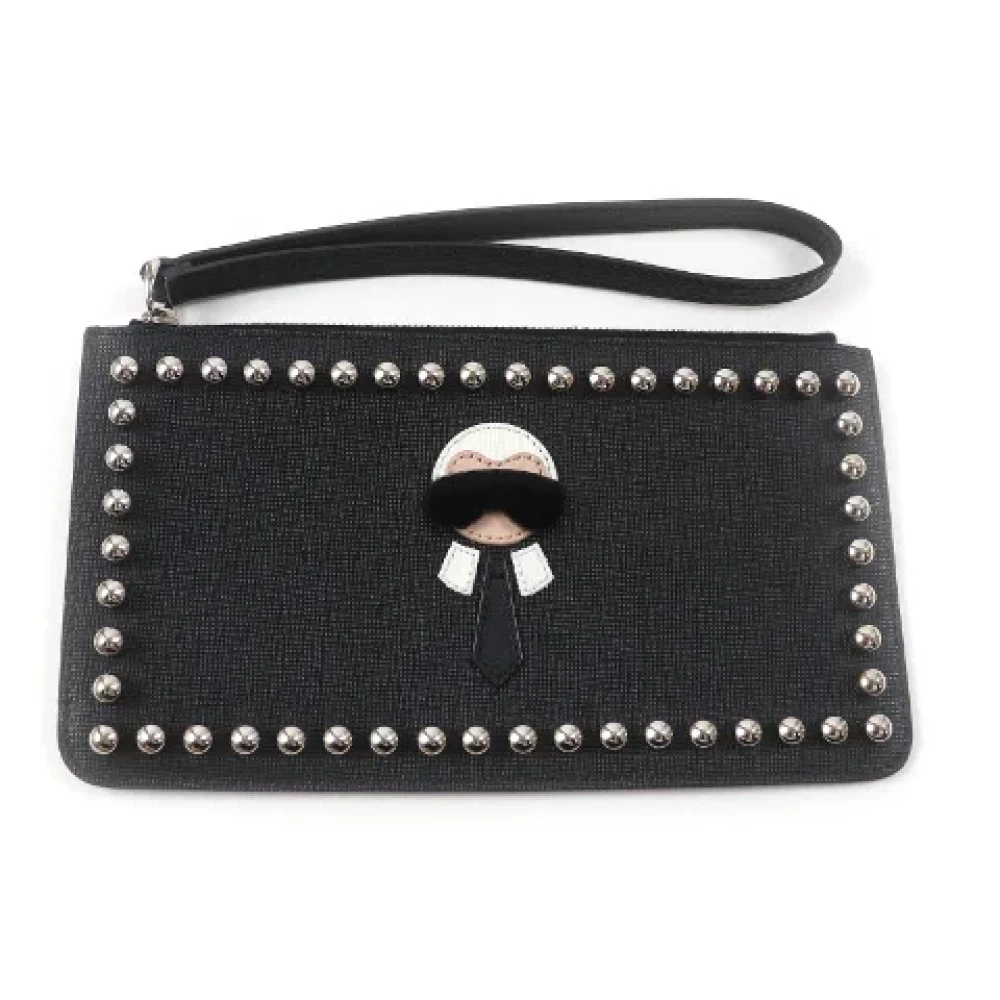 Fendi Vintage Pre-owned Leather clutches Black Dames