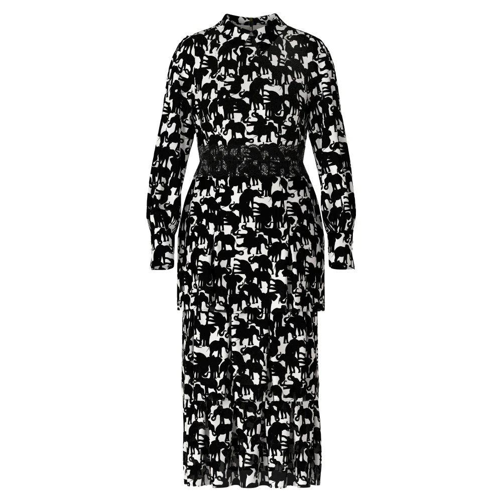 Marc Cain Zijden jurk met olifantenprint Multicolor Dames