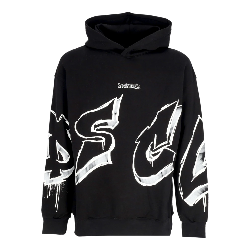Disclaimer Zwarte heren hoodie met logoprint Black Heren