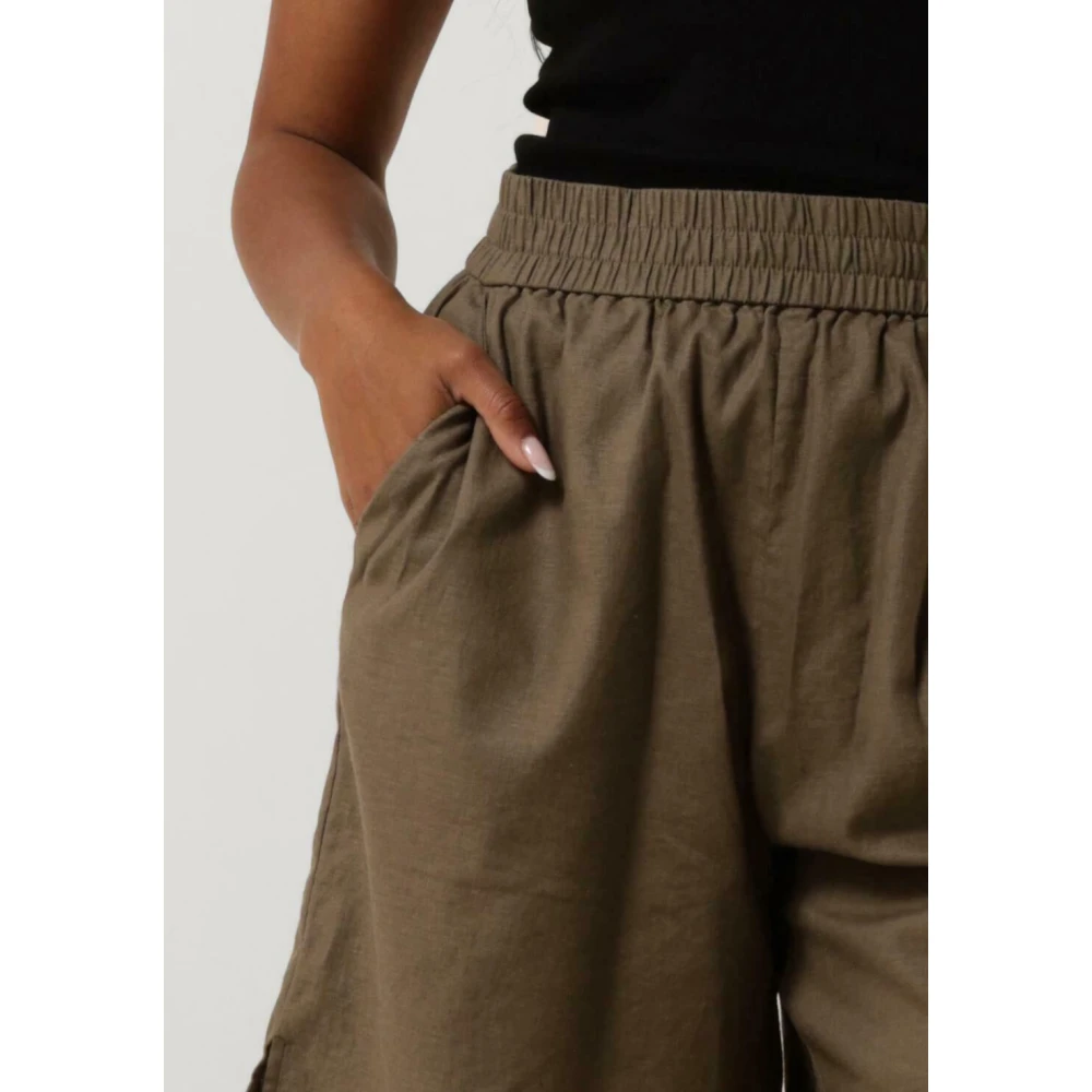 Gestuz Linnen Hoge Taille Shorts Green Dames