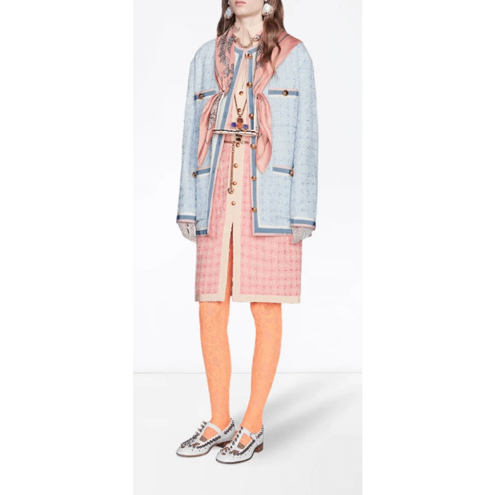 Gucci Korte Tweed Jurk met Kettingriem Pink Dames