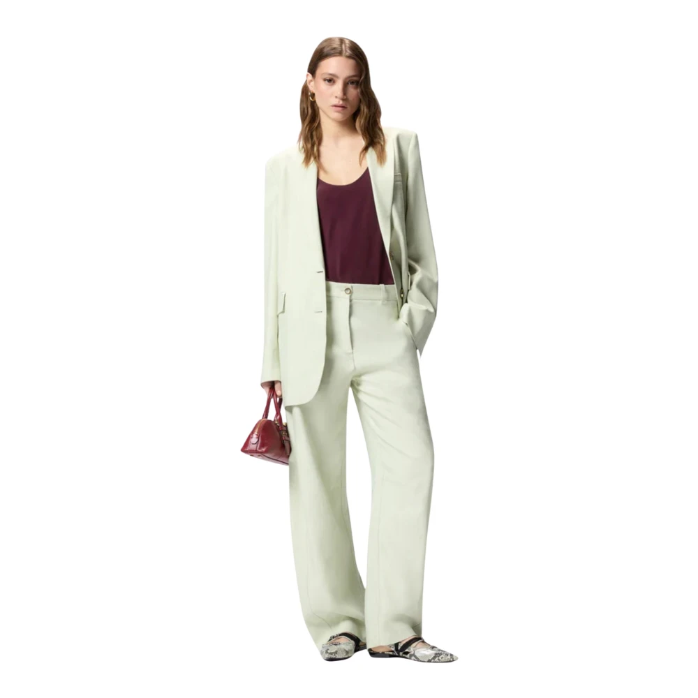 Pinko Green Lexy Pantalone Frisottino - Female - Wide Trousers - L - Trousers