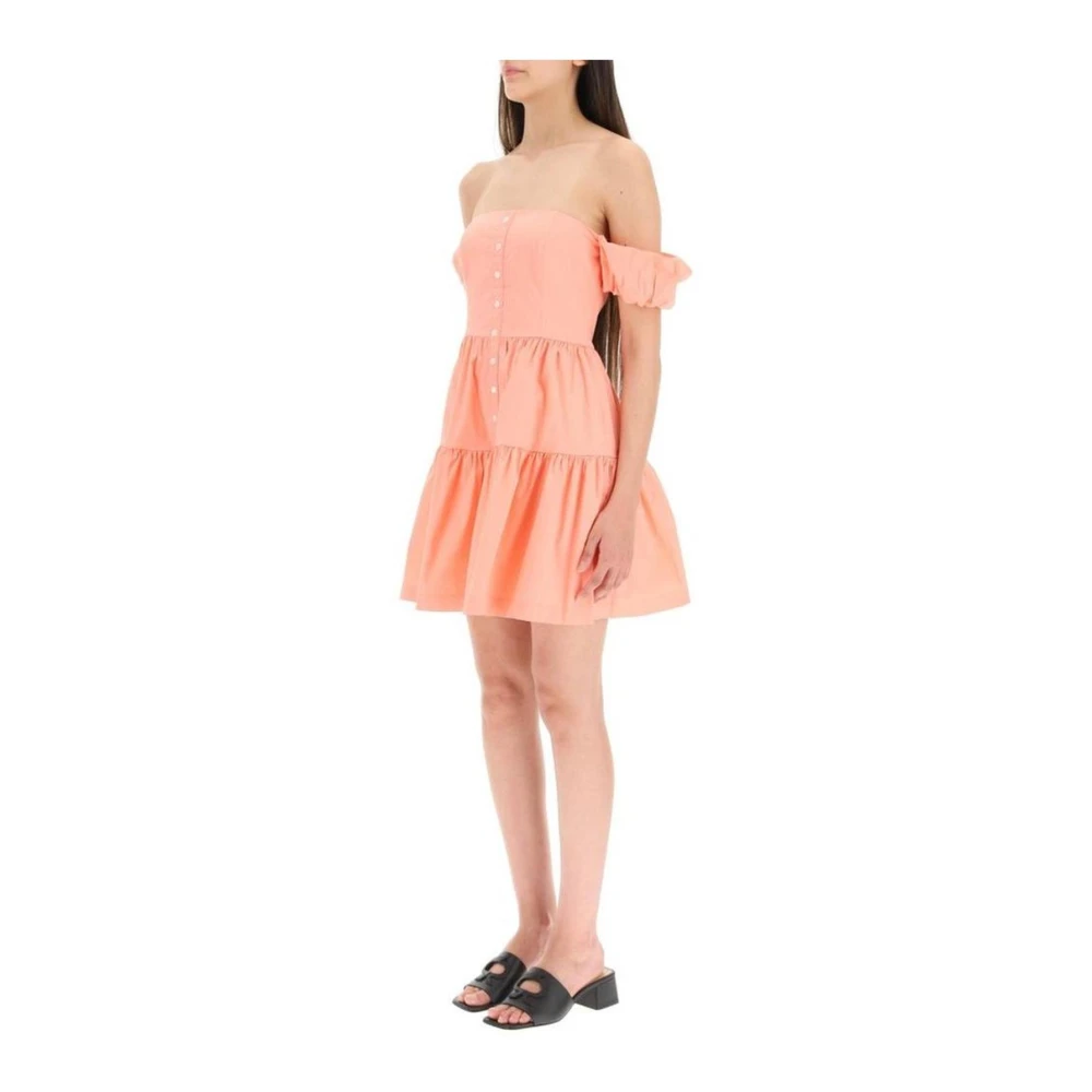 Staud Oranje Katoenen Off-Shoulder Mini Jurk Pink Dames