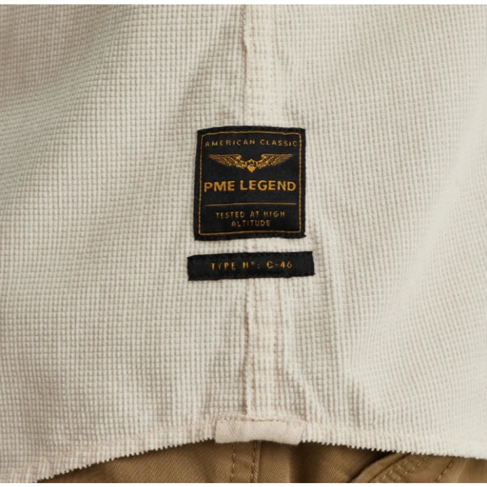 PME Legend Fijne Wafel Corduroy Overhemd Lange Mouw Beige Heren