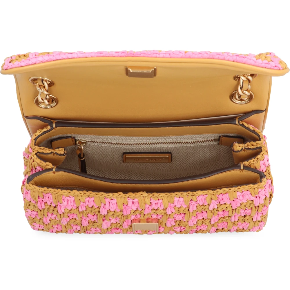 TORY BURCH Raffia Schoudertas met Leren Details Multicolor Dames