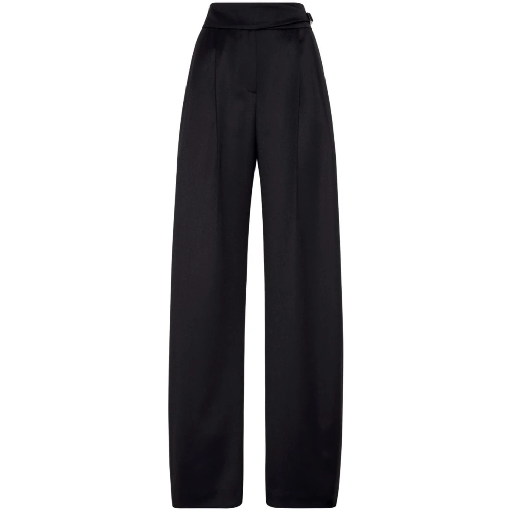 BRUNELLO CUCINELLI Zwarte wollen broek met gesp Black Dames