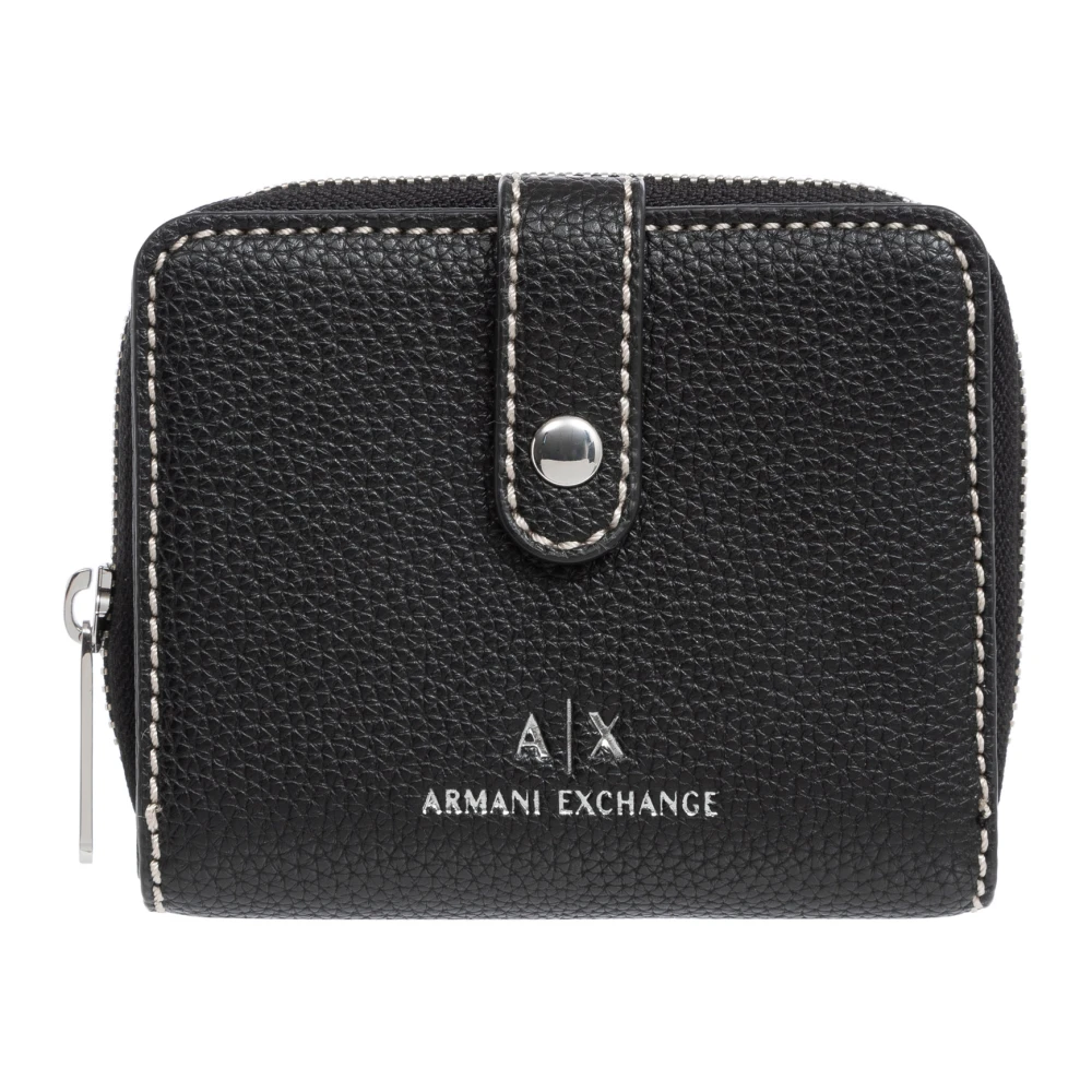 Armani Exchange Stijlvolle Portemonnee met Knoopsluiting Black Dames