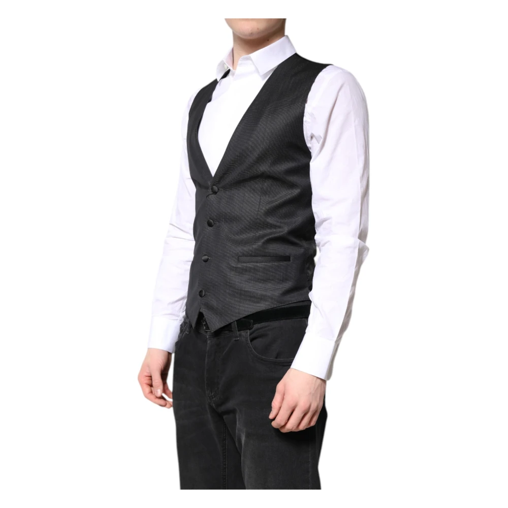 Dolce & Gabbana Black Leather Waistcoat Dress Formal Vest - Male - Waistcoats - Black - Xs - Suits - Image 4