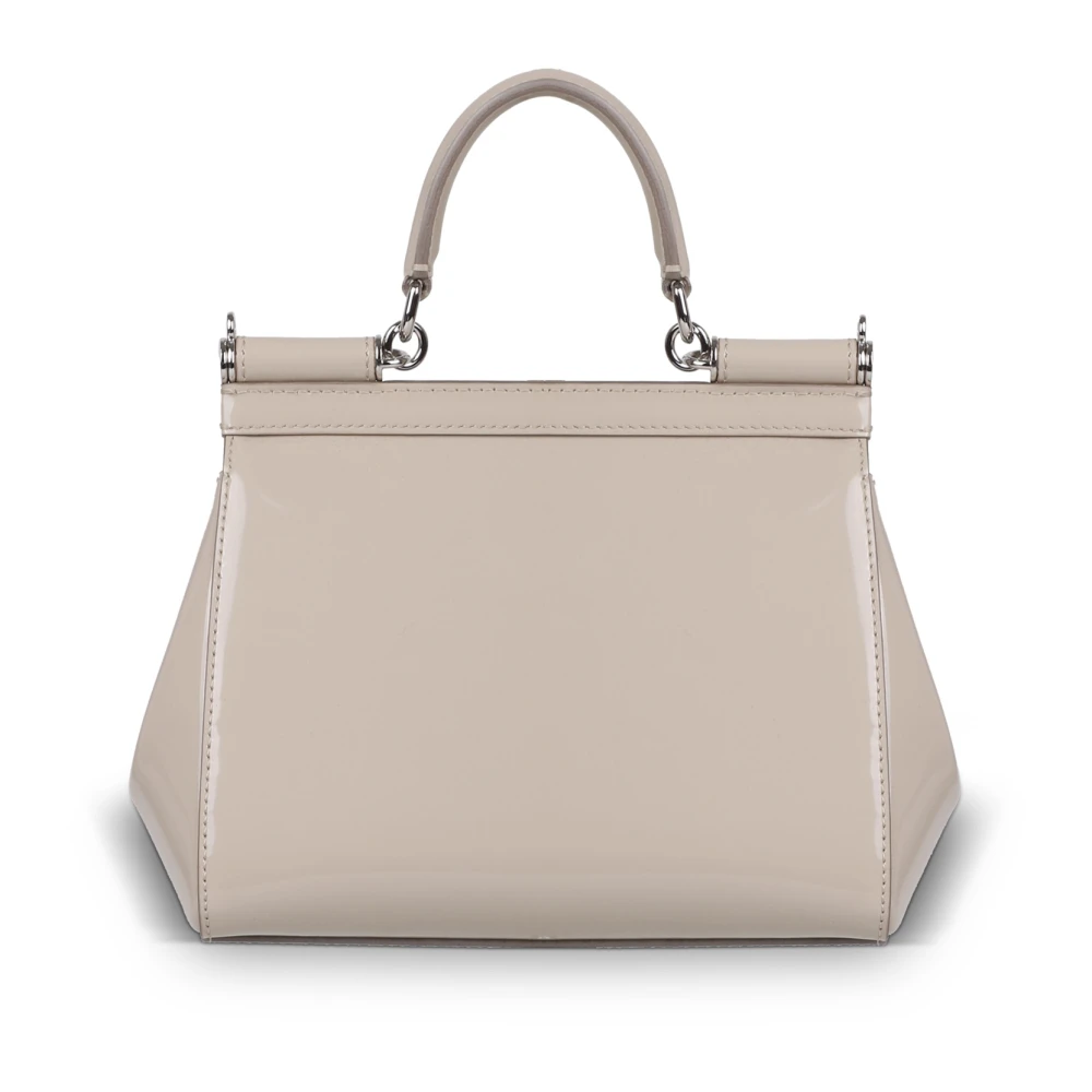 Dolce & Gabbana KIM Logo-Plaque Sicily Tas Luxe Italiaanse Handtas Beige Dames