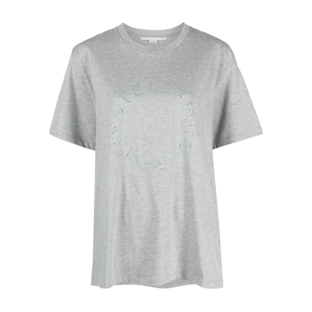 Stella Mccartney Logo Rhinestone T-Shirt Gray Dames