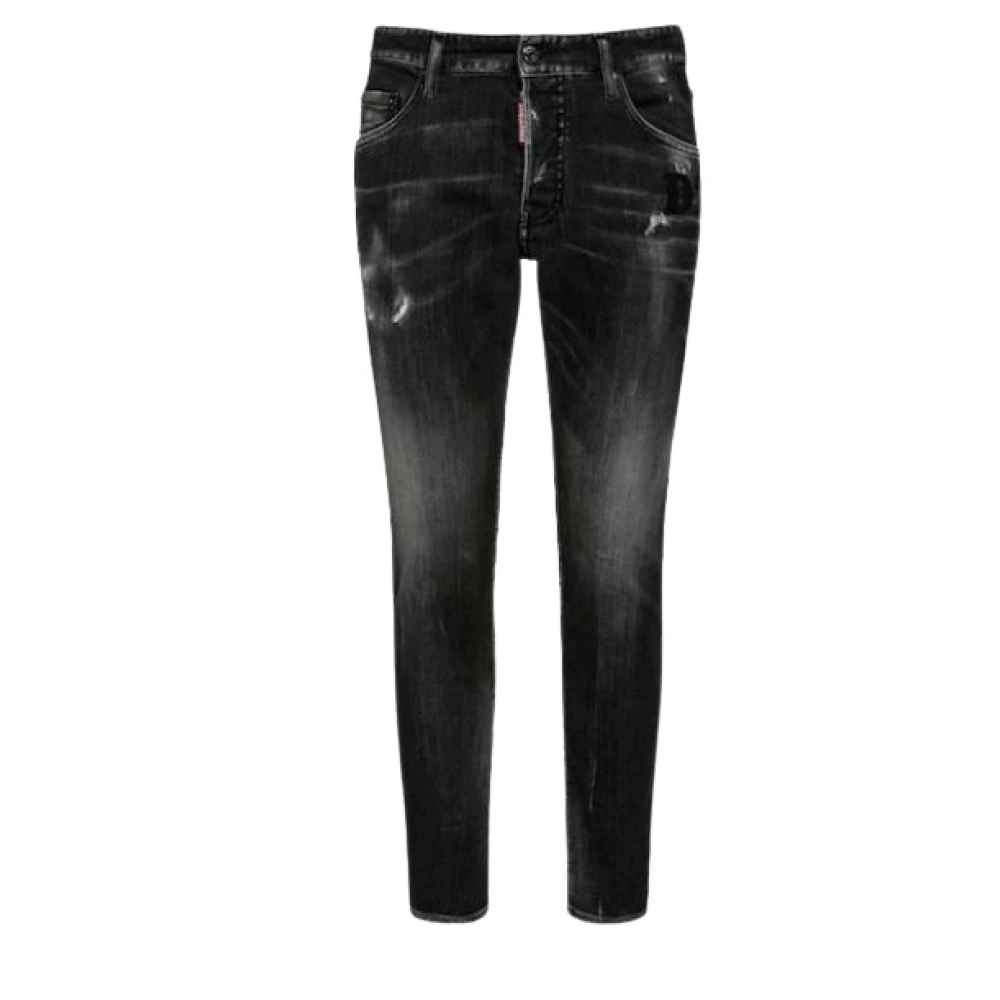 Dsquared2 Zwart & Grijs Slim-Fit Denim Jeans Black Heren