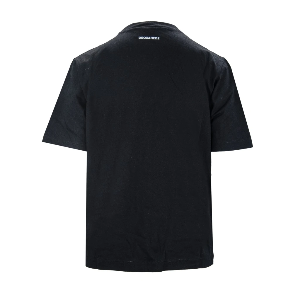 Dsquared2 Rood Hart Print Katoenen T-Shirt Black Dames
