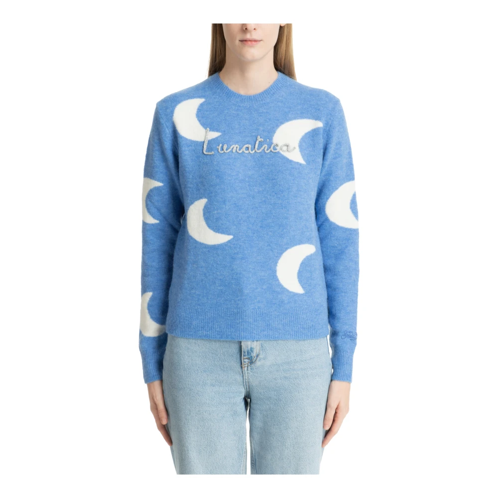 MC2 Saint Barth Abstract Multicolor Geborduurde Sweater Blue Dames