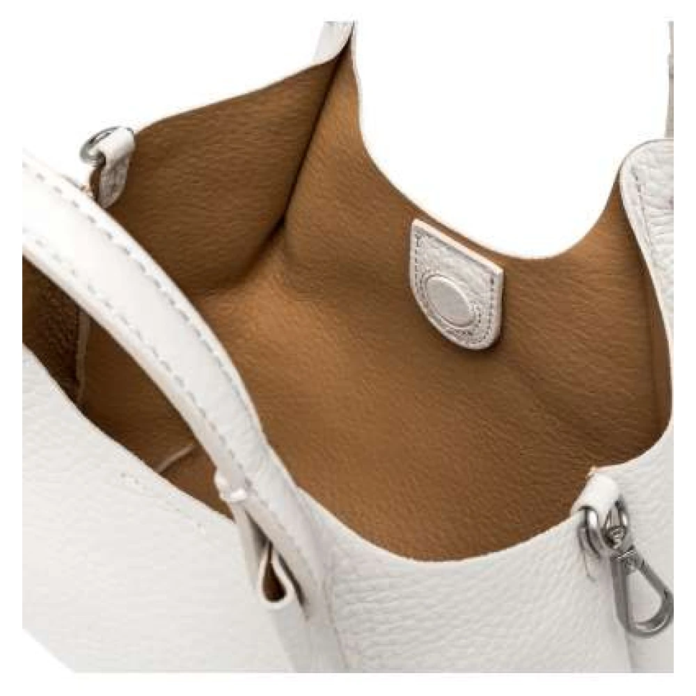 Gianni Chiarini Grain Leather Medium Tote Bag White Dames
