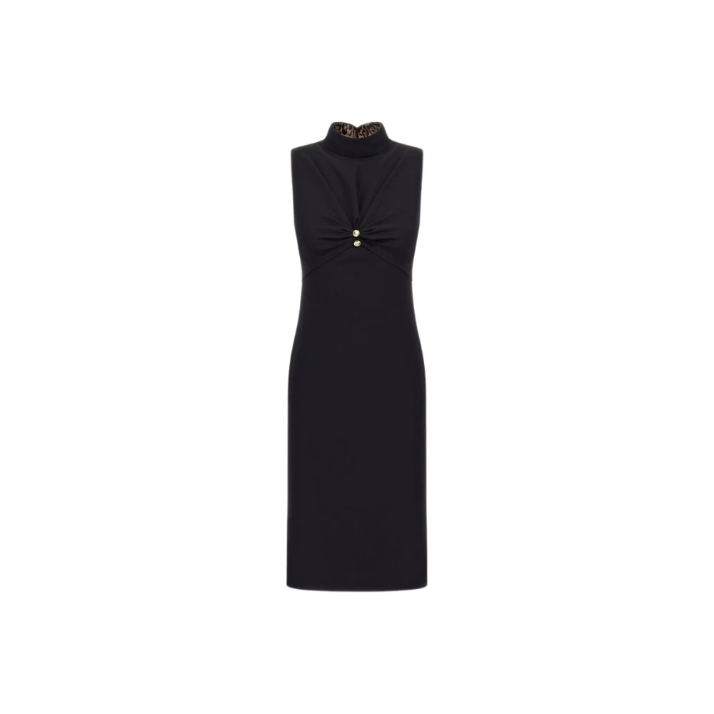 Roberto Cavalli Women's Black Midi Dresses, Xs, Logo Dress Made In Italy