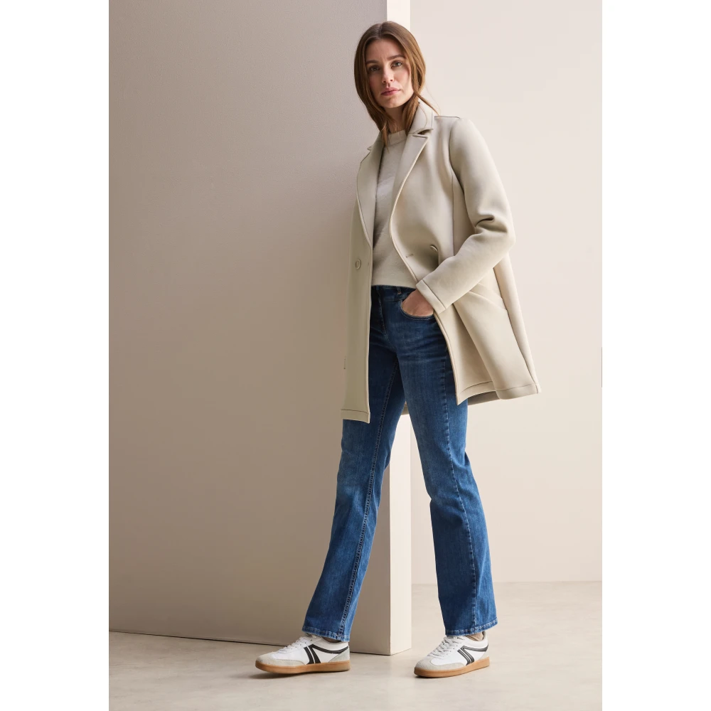 cecil Scuba Jas met Revers Kraag en Zakken Beige Dames