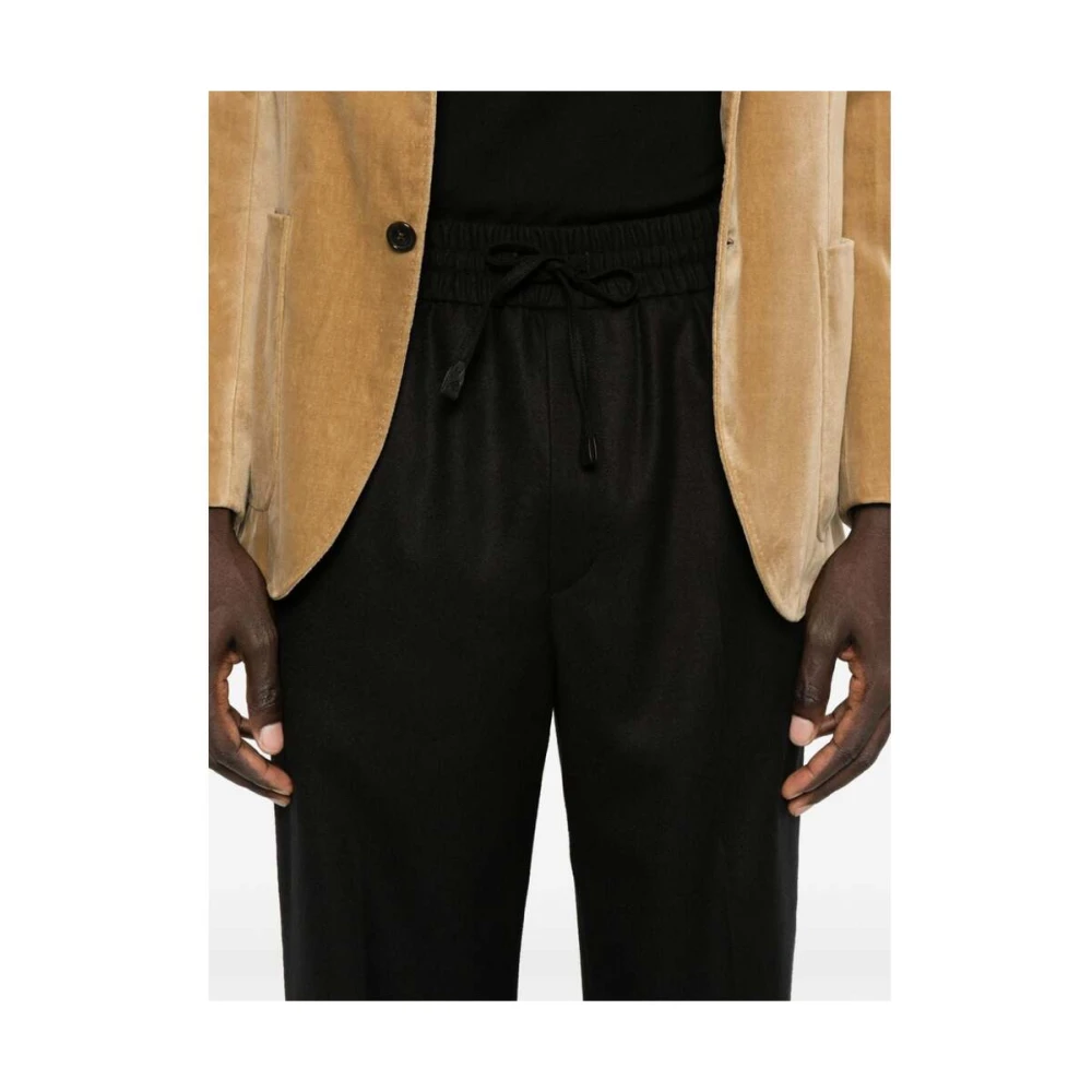 Brioni Zwarte Katoenen Tapered Leg Broek Black Heren