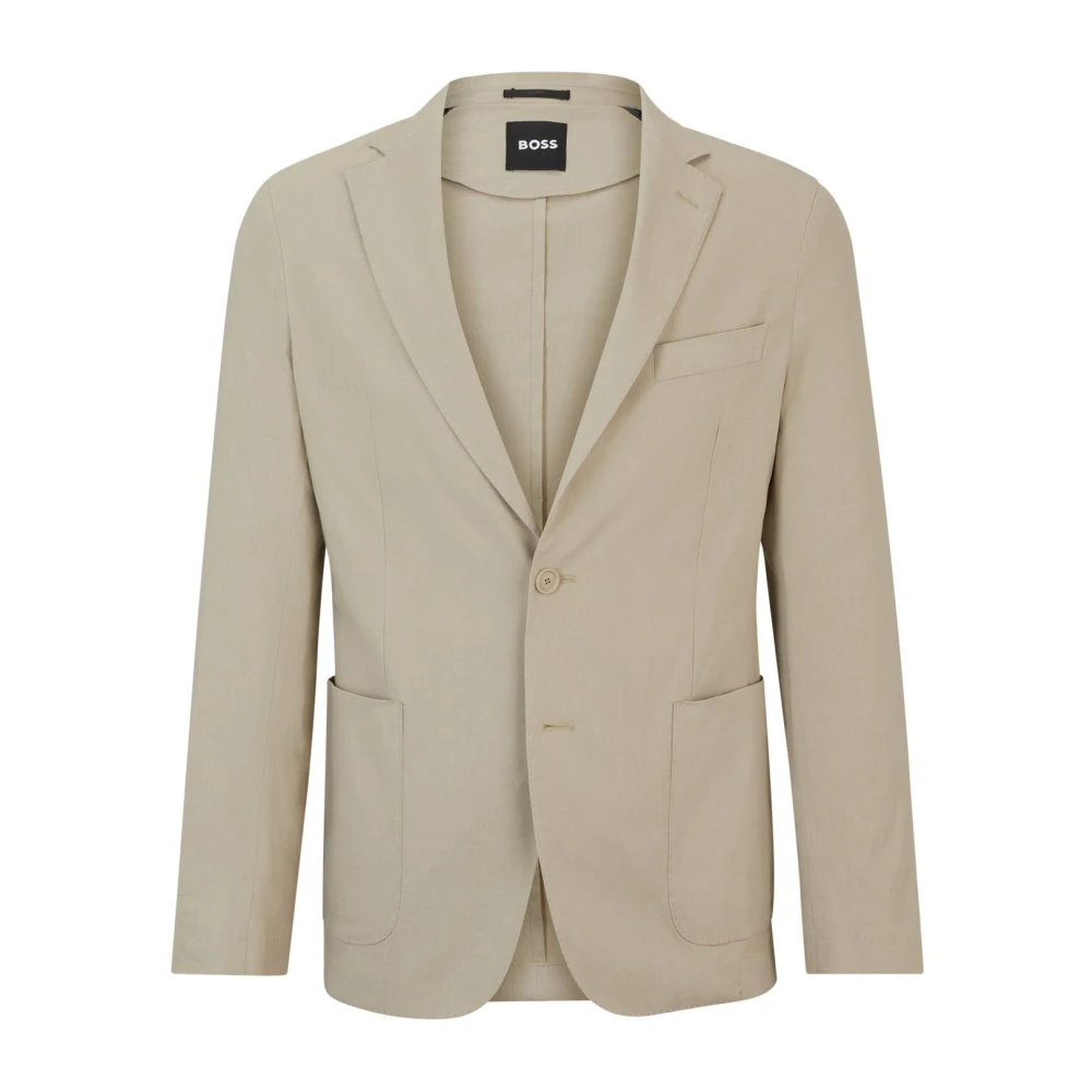 Boss Lichtbeige linnen blazer Beige Heren