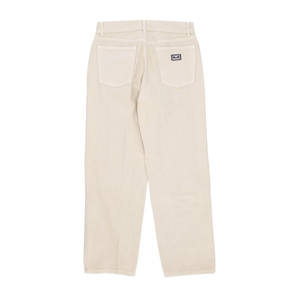 Obey Denim Loose Fit Straight Leg Jeans Beige Heren