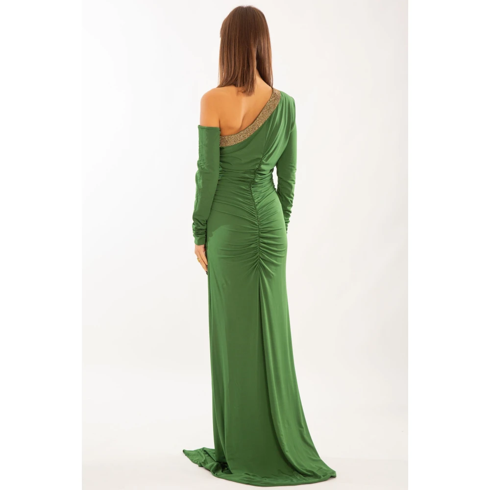 Babylon Strass Halslijn Mono-Schouder Jurk in Groen Green Dames