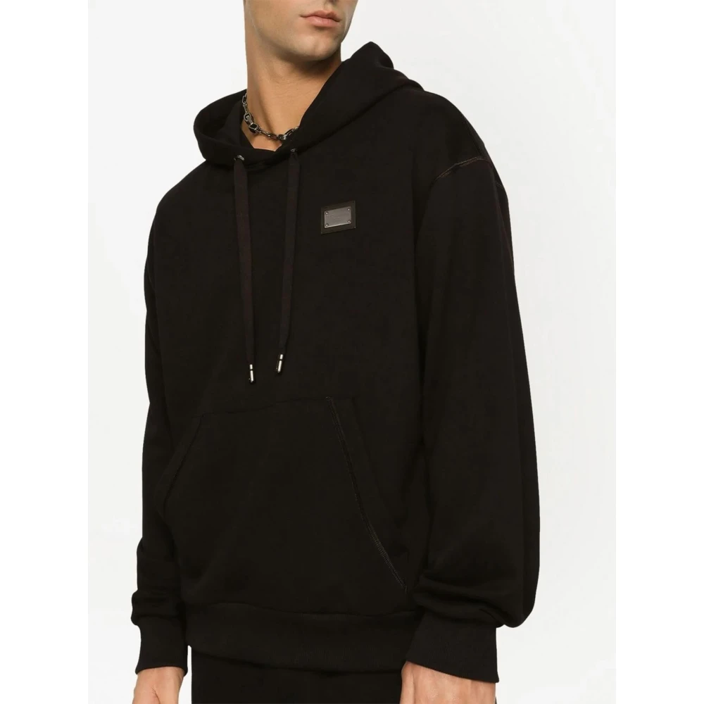 Dolce & Gabbana Jersey hoodie met merklabel Black Heren