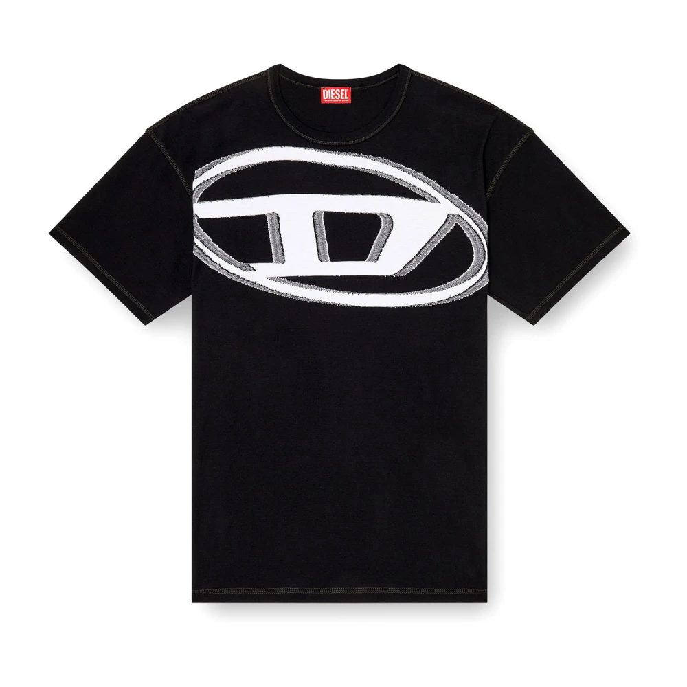 Diesel Katoenen T-shirt met frontprint Black Heren