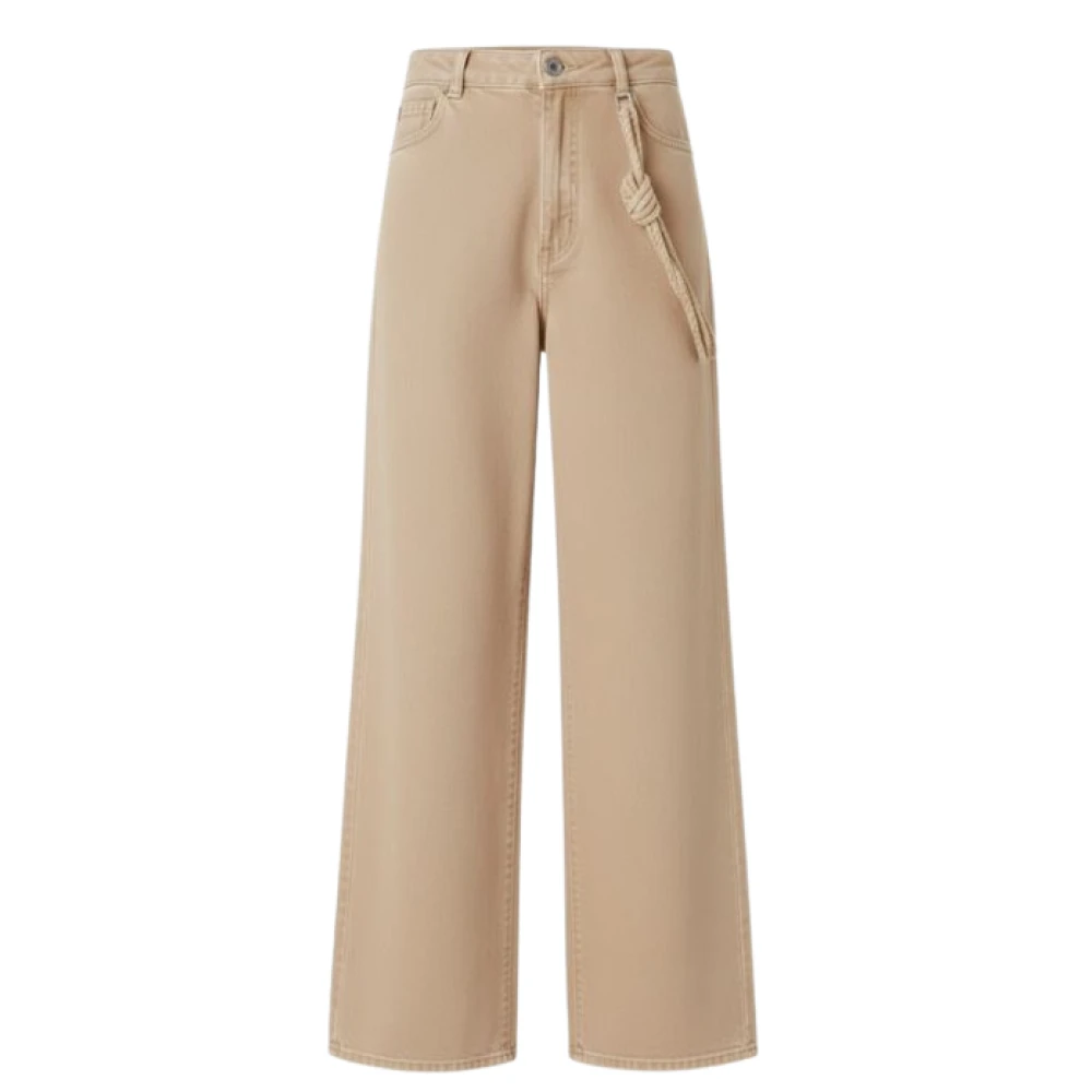 Pinko Lauryn Trousers - Female - Wide Jeans - Beige - W25 - Jeans