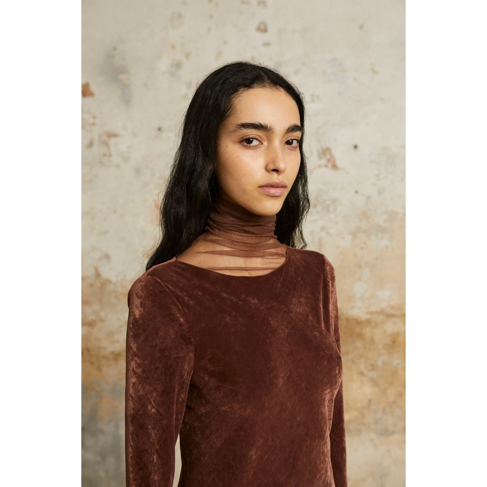 Cortana Roisin lang fluwelen jurk Brown Dames