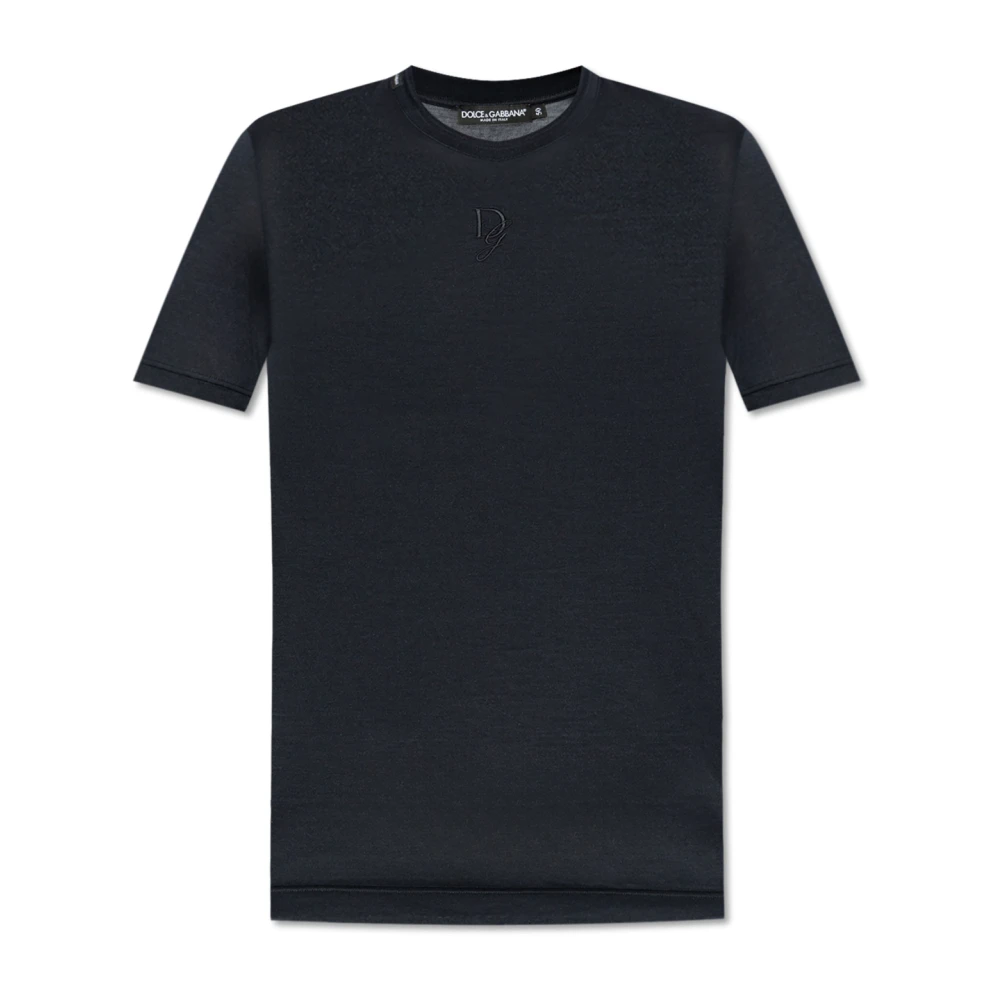 Dolce & Gabbana T-shirt met geborduurd logo Blue Heren