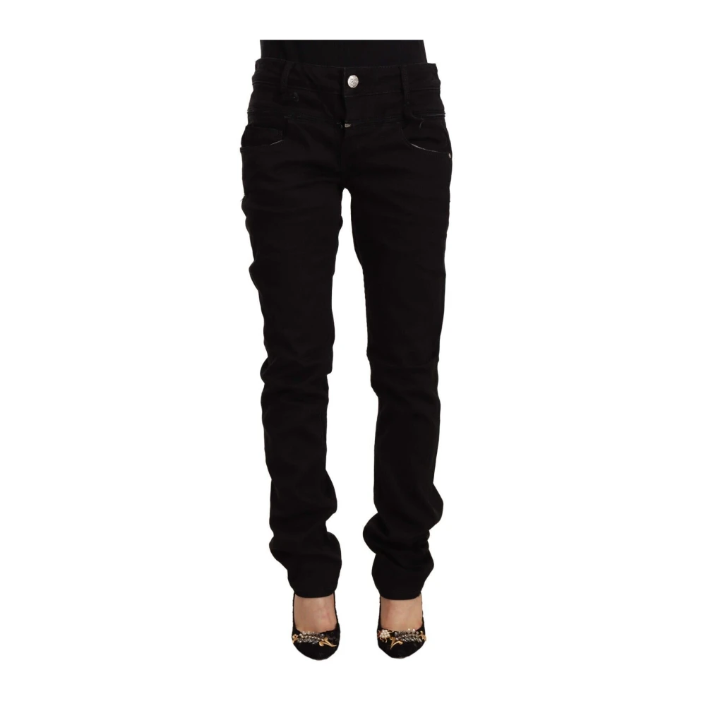Acht Black Low Waist Cotton Stretch Denim Skinny Jeans - Female - Slim Fit Jeans - W26 - Jeans