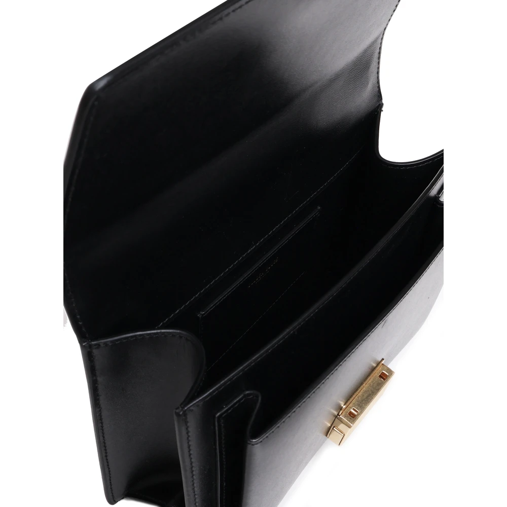 Golden Goose Zwarte leren handtas met gouden hardware Black Dames