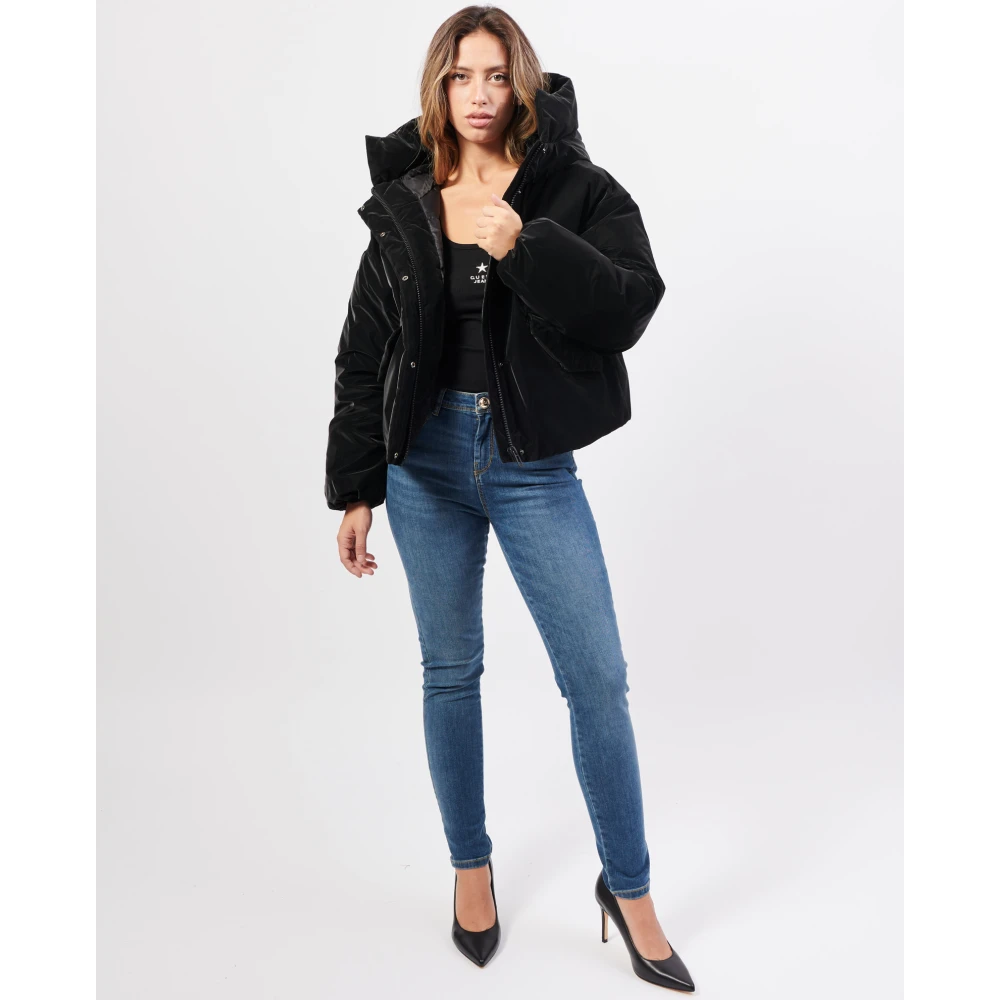 Hugo Boss Oversize Fluwelen Jas met Capuchon Black Dames