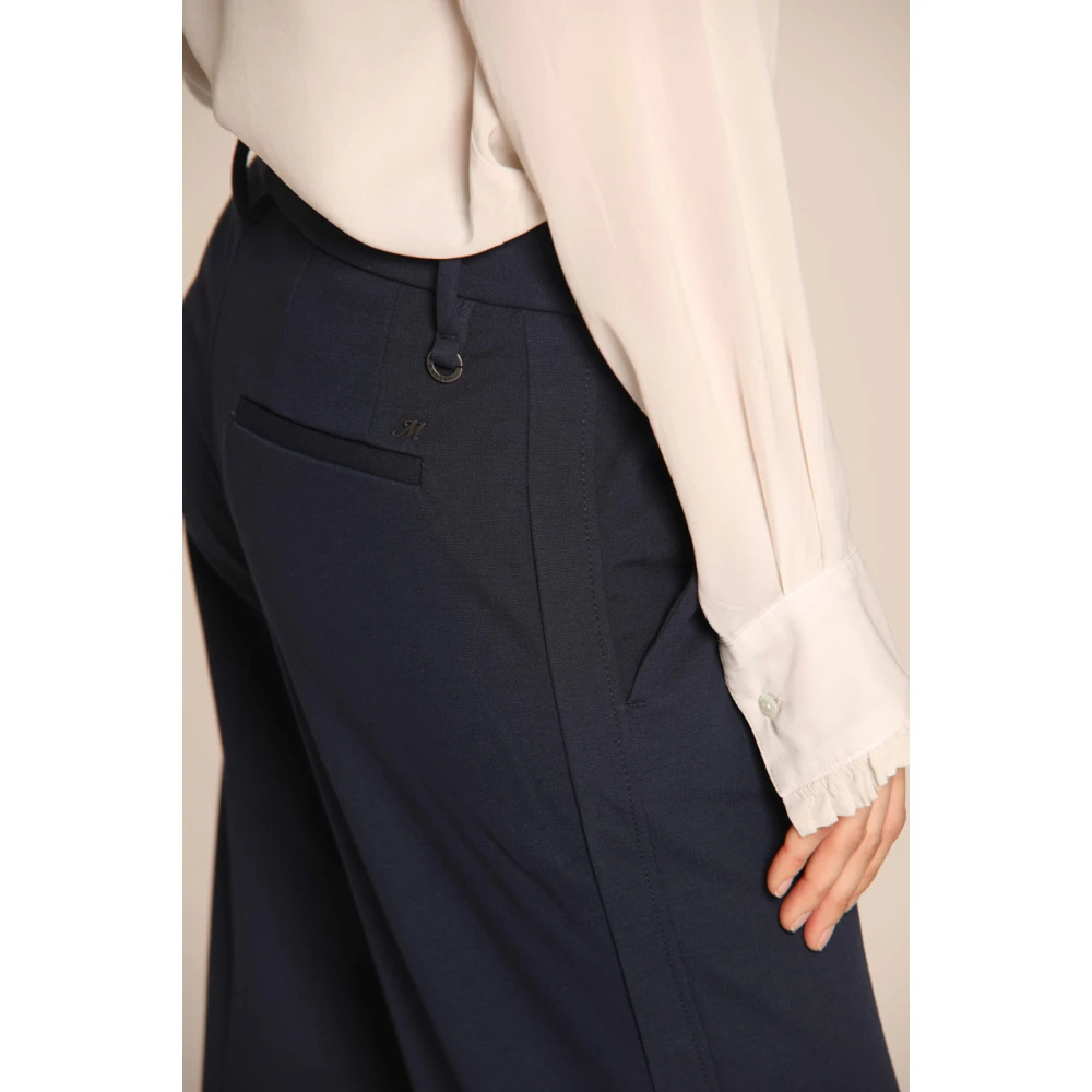 Mason's Navy Blue Straight Chino Broek Blue Dames