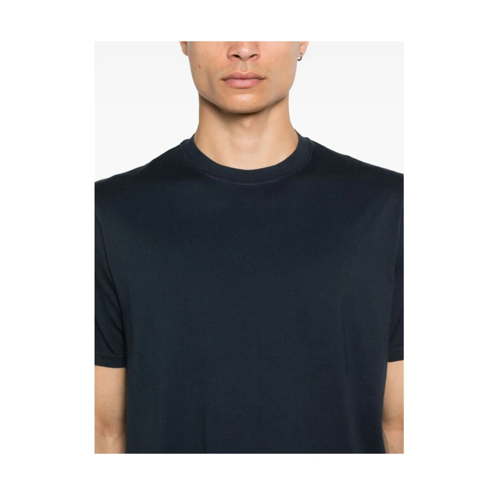 Fedeli Navy Blauw Katoen Ronde Hals T-shirt Blue Heren