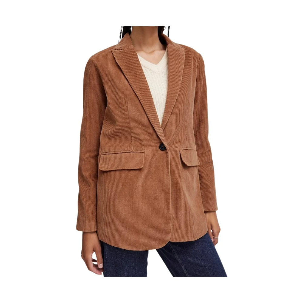 B.Young Katoenen blazer relaxte pasvorm boven de knie Brown Dames
