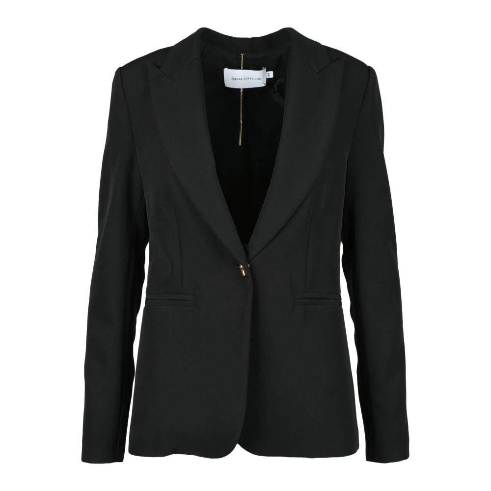 Simona Corsellini Elegante Jas met Polyester en Elastaan Black Dames