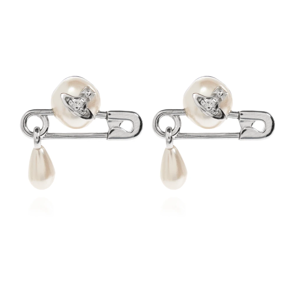 Vivienne Westwood Claude Small Stud Earrings Perle Argento Donna - Immagine 5