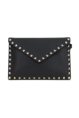 Rockstud Grained Calfskin Envelope Pouch