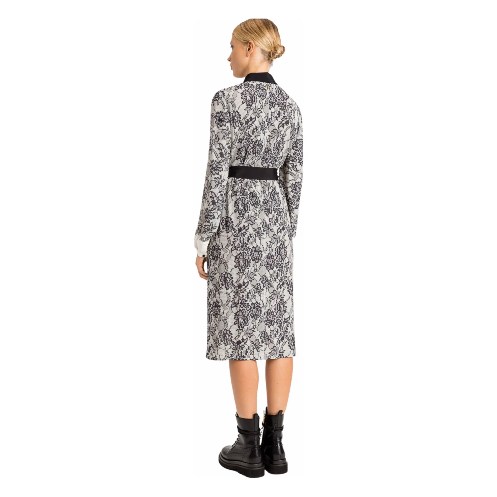Twinset Elegante Jurk met Contrastkant White Dames