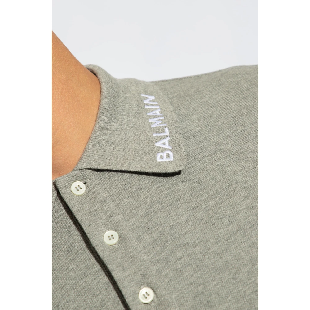 Balmain Polo shirt met logo Gray Heren