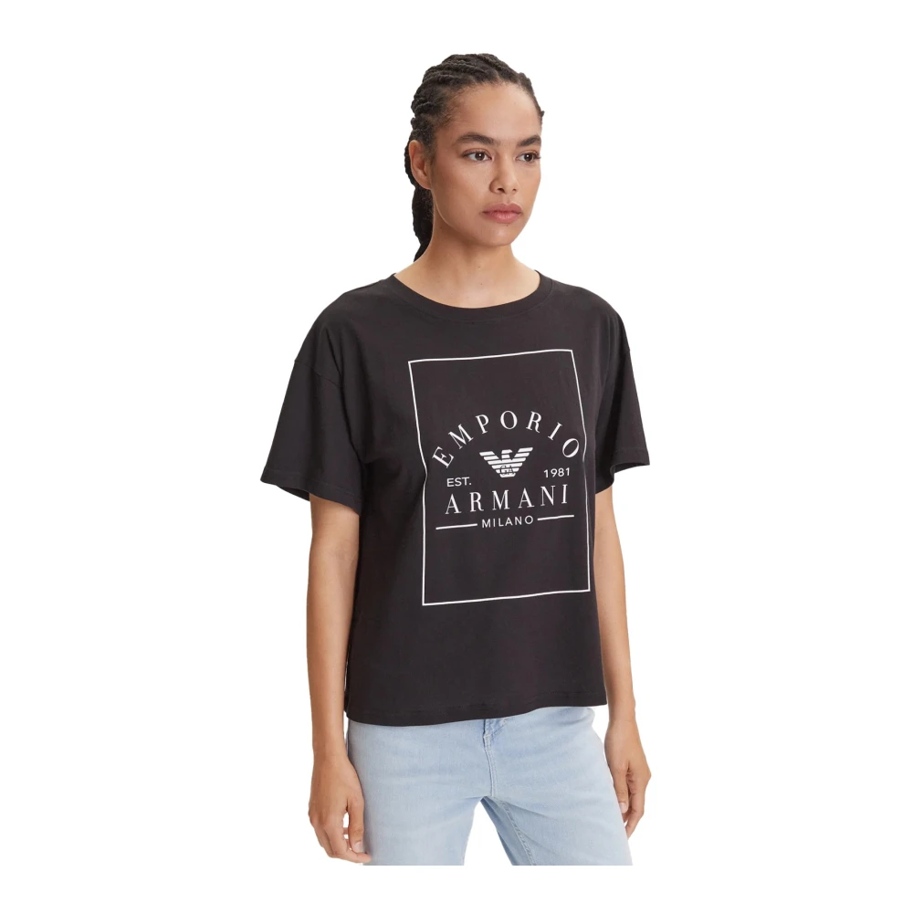 Emporio Armani Damen Schwarz Es T-Shirt Rundhals Kurzarm